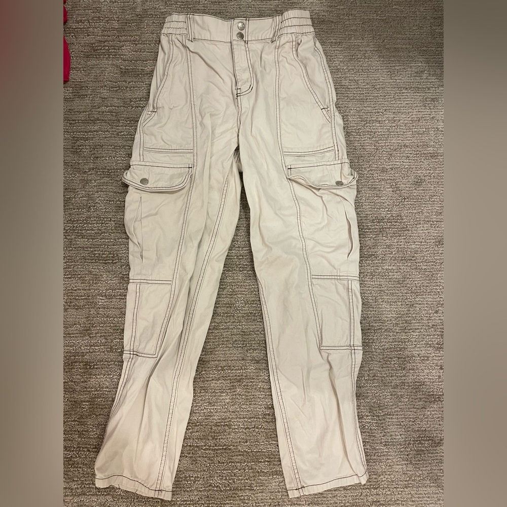 Bluenotes Beige Cargo Pants with Contrast Stitching